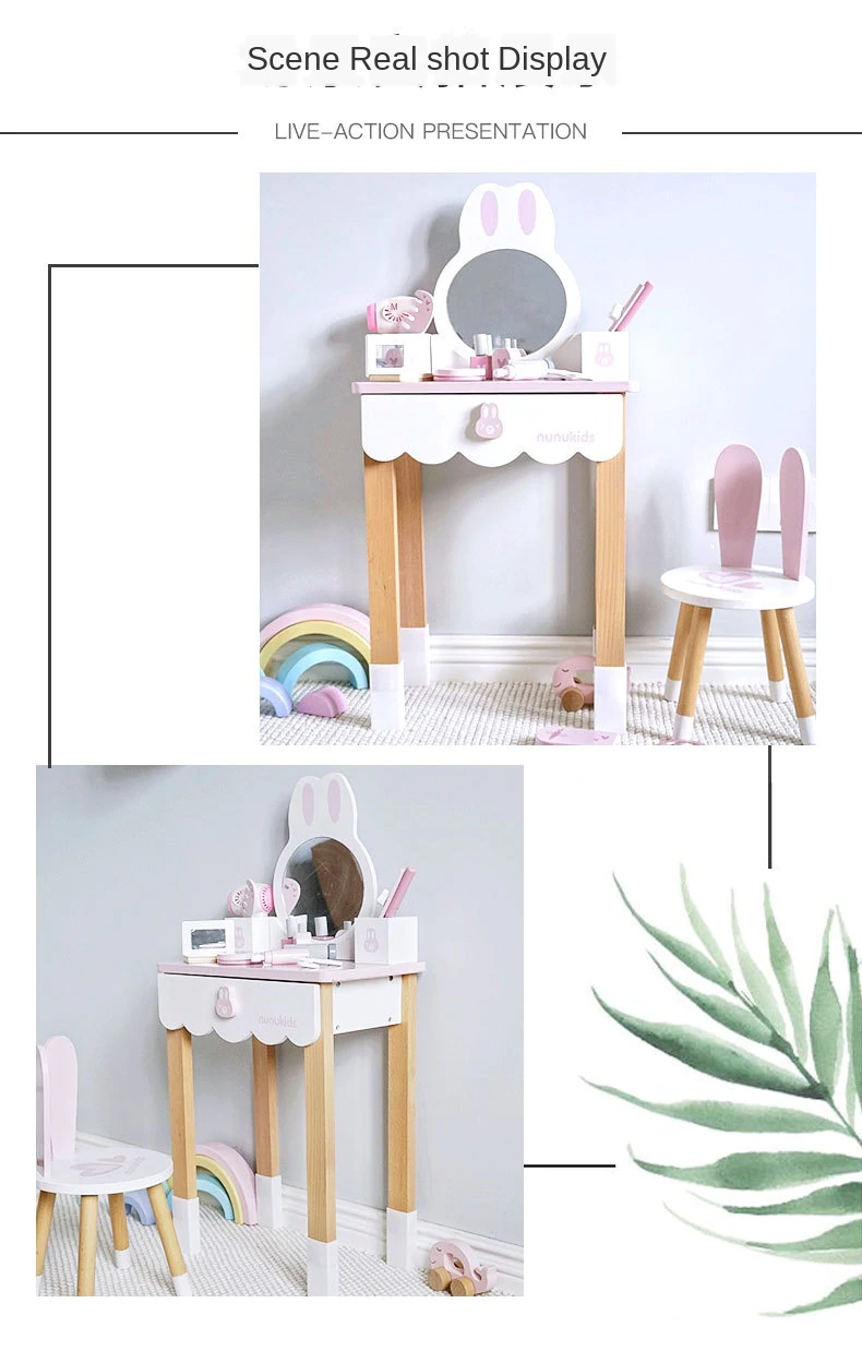 Set Masa si scaun Iepuras lemn Nunukids Masuta Infrumusetare [14]