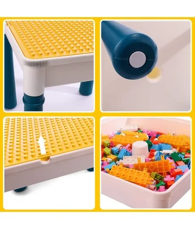 Set Masuta Activitati Tip LEGO cu Scaunel pentru Copii  Multifunctionala 108 piese [5]