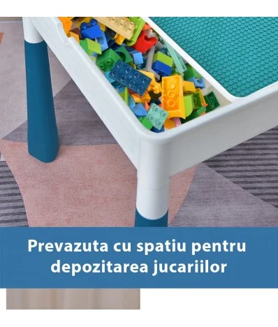 Set Masuta Activitati Tip LEGO cu Scaunel pentru Copii  Multifunctionala 108 piese [8]