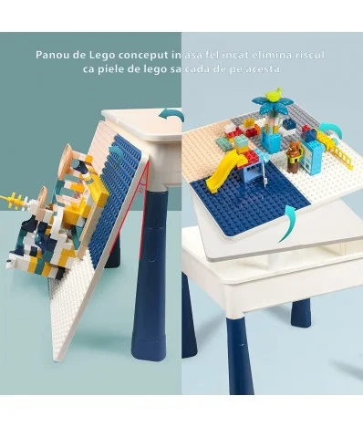 Set Masuta Activitati Tip LEGO cu Scaunel pentru Copii  Multifunctionala 108 piese [4]