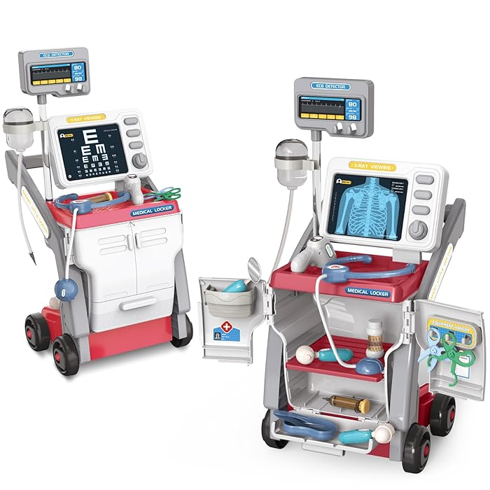 Set Medical Carucior Roz Doctor Stetoscop ECG cu Raze X – 16 Piese [1]