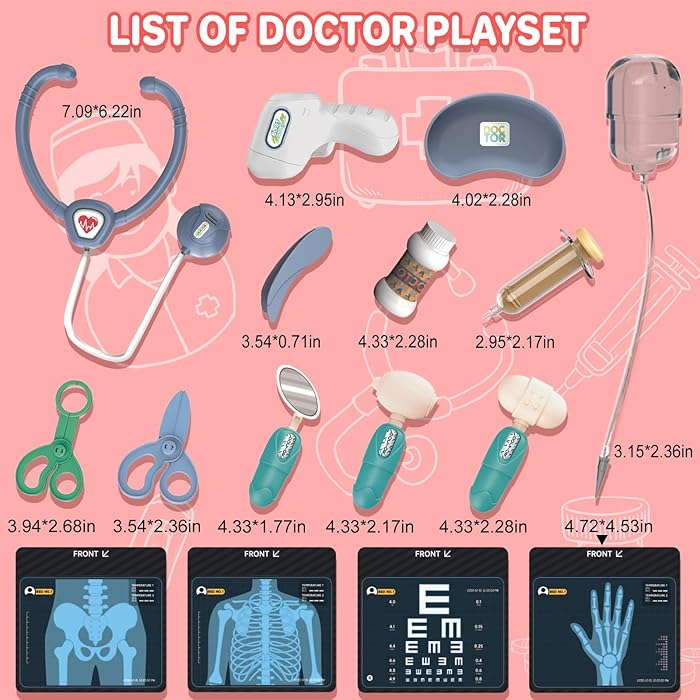 Set Medical Carucior Roz Doctor Stetoscop ECG cu Raze X – 16 Piese [5]