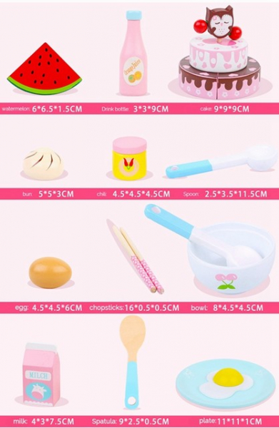 Set Mic dejun din lemn pentru copii Breakfast 18 piese [5]