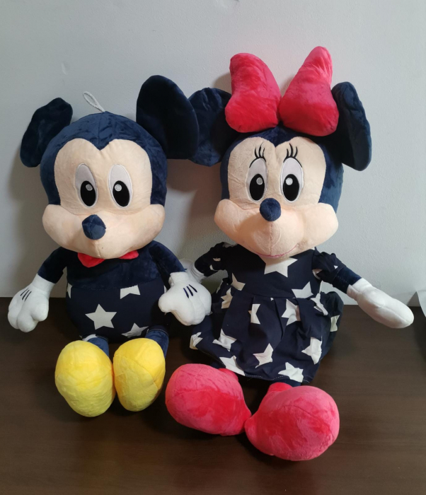 Set Mickey si Minnie Mouse din plus Albastru cu stelute 65 cm [1]