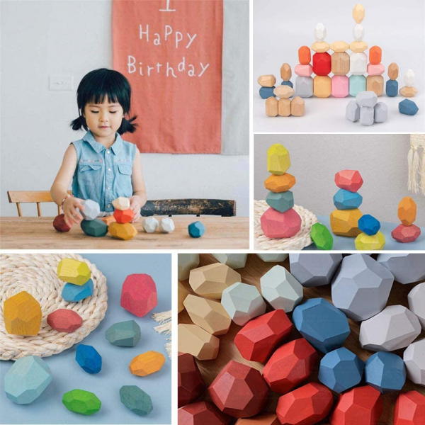 Set Montessori Creativ Pietre colorate - Set Creativ cu Forme in Echilibru [3]