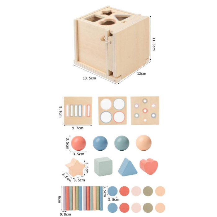 Set Montessori Lemn 4 in 1 Sortare Forme Culori Pegs Cuburi Copii [3]