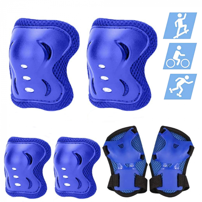 Set Protectii Role Skateboard Albastru - Coate, Genunchi, Palme [1]
