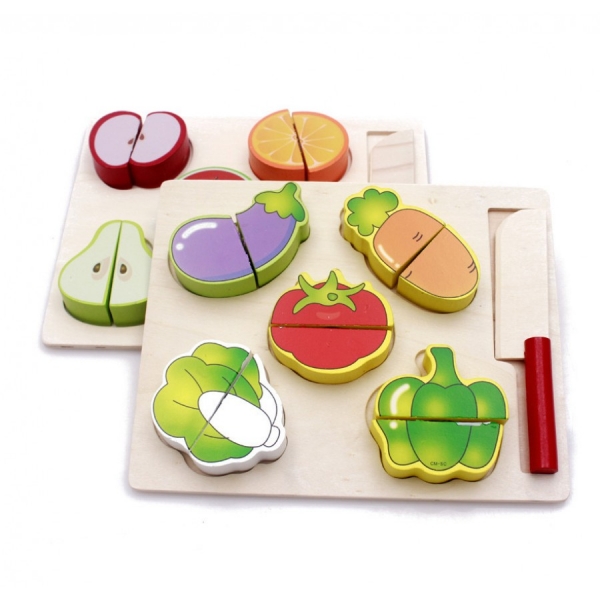 Set 2 puzzle din Lemn Legume si Fructe [2]