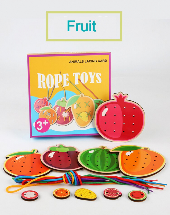 Set Puzzzle Lemn Montessori Potrivire si Insiruire Rope Toys [3]
