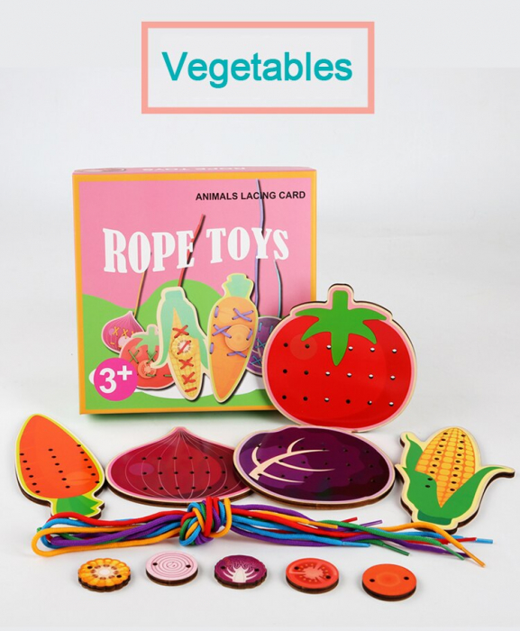 Set Puzzzle Lemn Montessori Potrivire si Insiruire Rope Toys [2]