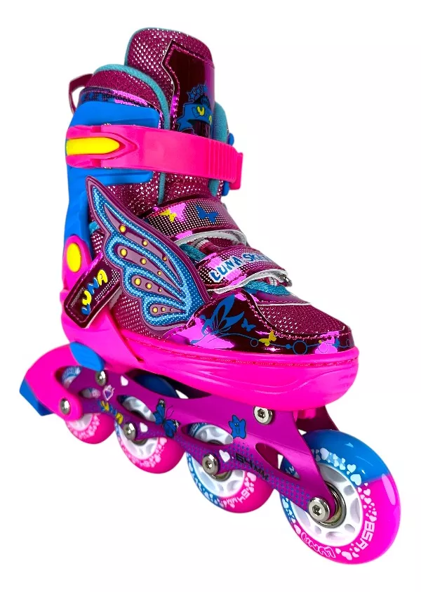 Set Role Copii 2 in 1 Convertibile – Patine Quad si Inline Fucsia cu Protectii 30-34 [4]