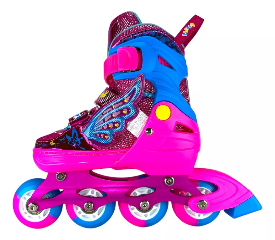 Set Role Copii 2 in 1 Convertibile – Patine Quad si Inline Fucsia cu Protectii 30-34 [5]