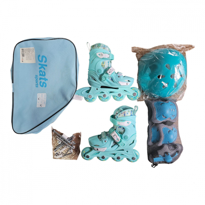 Set Role Reglabile Bleu Cotiere Genunchere si Casca 33-36 [2]