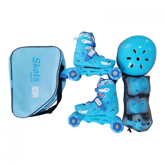 Set Role Reglabile Albastru Cotiere Genunchere si Casca 29-32 [3]