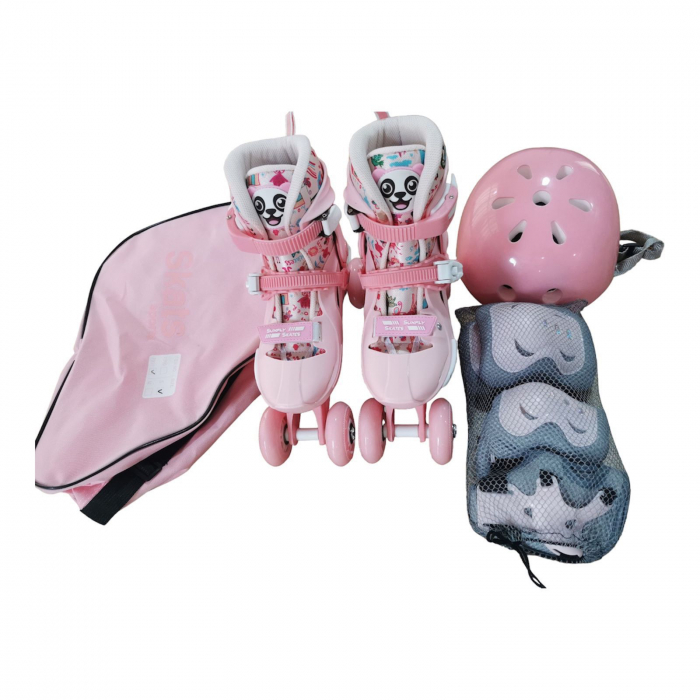 Set Role Reglabile Roz Cotiere Genunchere si Casca 33-36 [1]