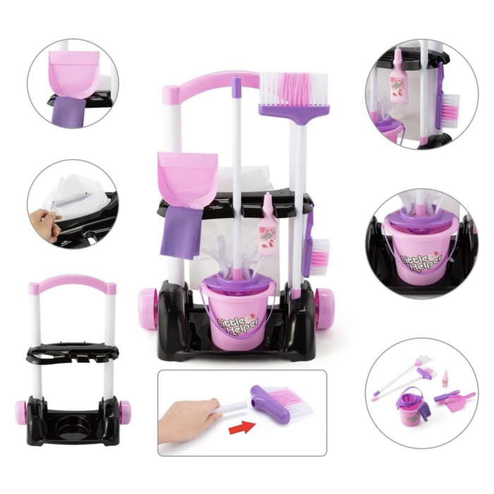 Set Carucior de Curatenie Copii – Mop, Matura, Galeata, Roz, [3]