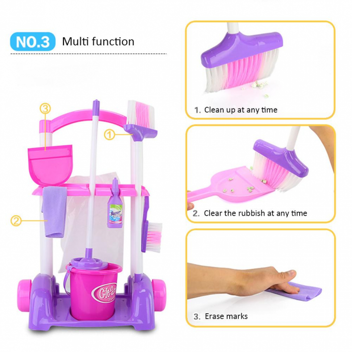 Set Troler cu accesorii de curatenie pentru copii [4]