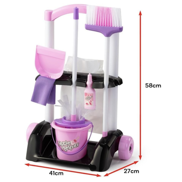 Set Carucior de Curatenie Copii – Mop, Matura, Galeata, Roz, [4]