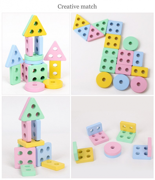 Set 2 Sortator Culori din Lemn Pastel 4 coloane [7]