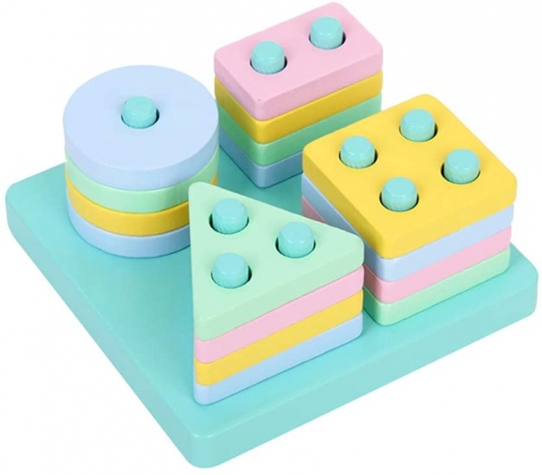 Set 2 Sortator Culori din Lemn Pastel 4 coloane [4]