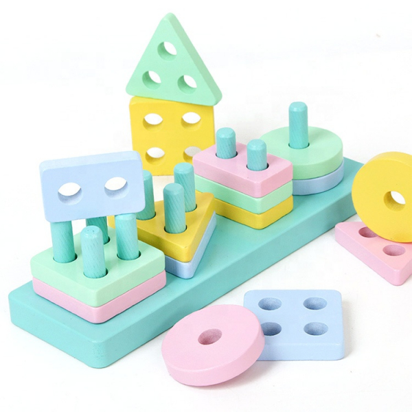Set 2 Sortator Culori din Lemn Pastel 4 coloane [2]