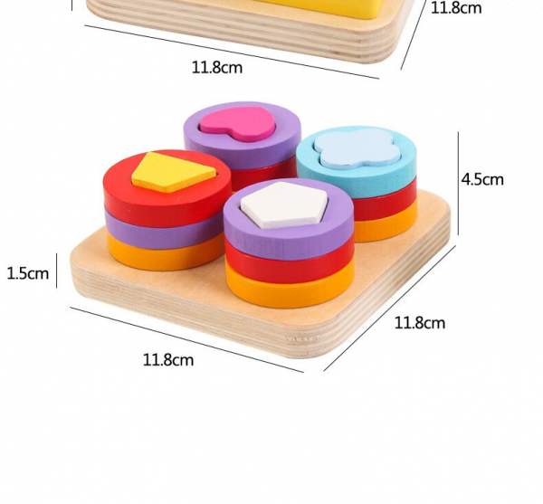 Joc lemn montessori sortator forme geometrice 4 coloane [3]