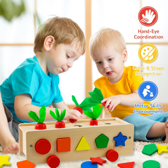 Sortator Montessori Forme Geometrice și Culori "Joc de Motricitate Morcovi" [7]