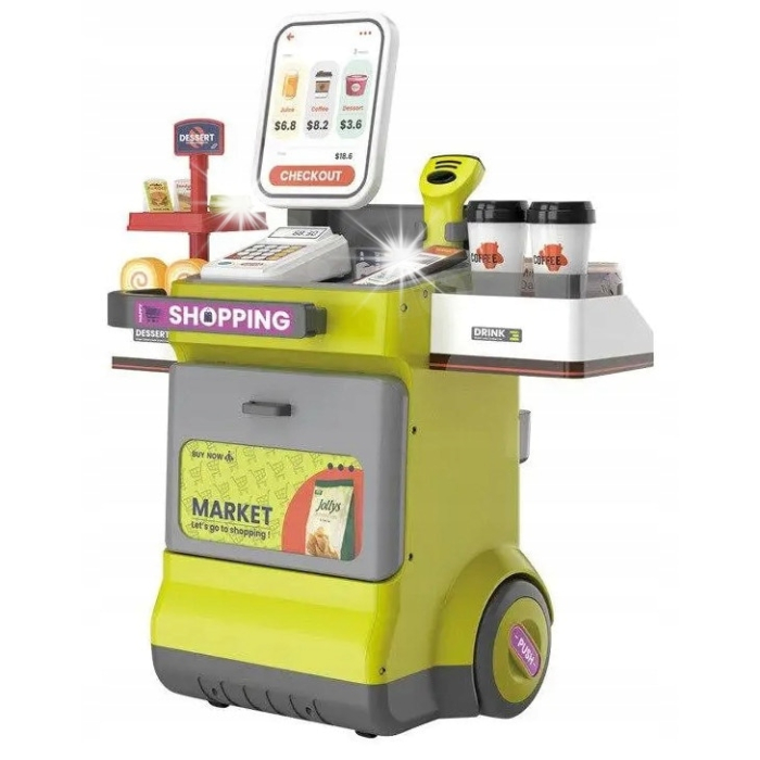 Supermarket Interactiv Verde pentru Copii – Carucior, Scanner si Casa de Marcat [1]