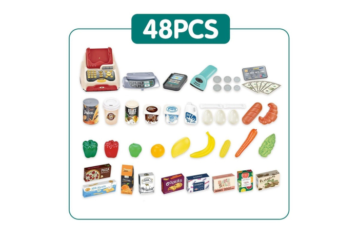 Supermarket Jucarie 48 Piese cu Carucior, Scanner, POS, Casa Marcat [6]