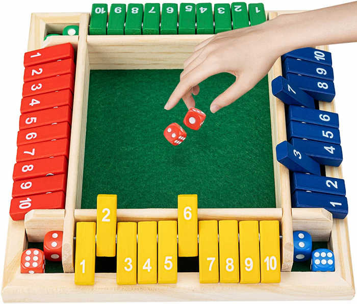 Tabla de joc numere - Joc de masa din lemn cu zaruri Shut the Box [2]