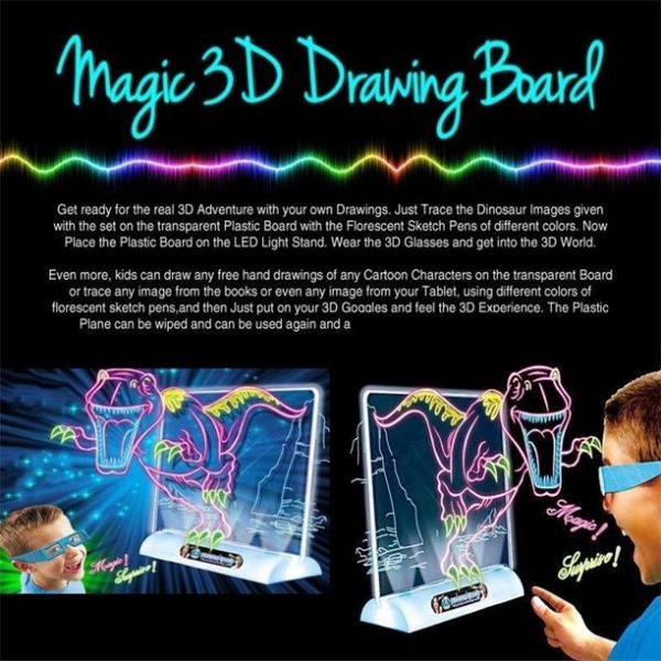 Tabla de desen 3d Magic Drawing Dinozauri cu ochelari [3]