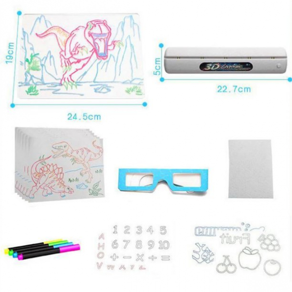 Tabla de desen 3d Magic Drawing Dinozauri cu ochelari [8]