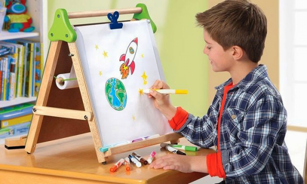 Tabla din lemn cu rola de hartie 3 in 1 Discovery Kids [3]