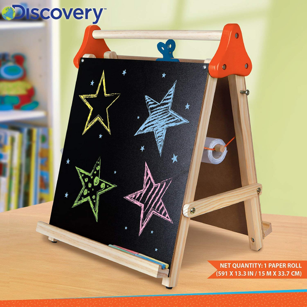 Tabla din lemn cu rola de hartie 3 in 1 Discovery Kids [5]