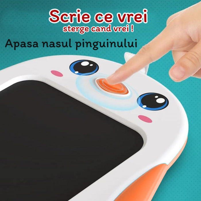Tableta GRafica de desen si scris Lcd Pinguin Alb Portocaliu [3]