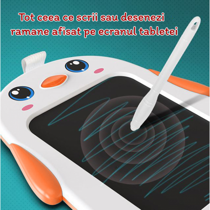 Tableta GRafica de desen si scris Lcd Pinguin Alb Portocaliu [4]