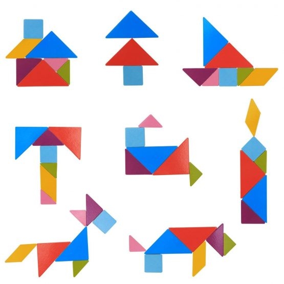 Tabla Magnetica din Lemn 4 in 1 cu Cifre, Litere si Tangram cu Snur de Agatat [6]