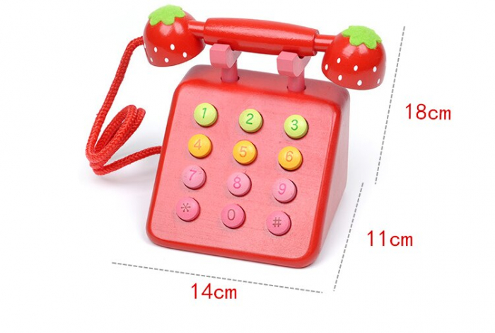 Telefon de Jucarie din Lemn cu Butoane Capsunica [3]