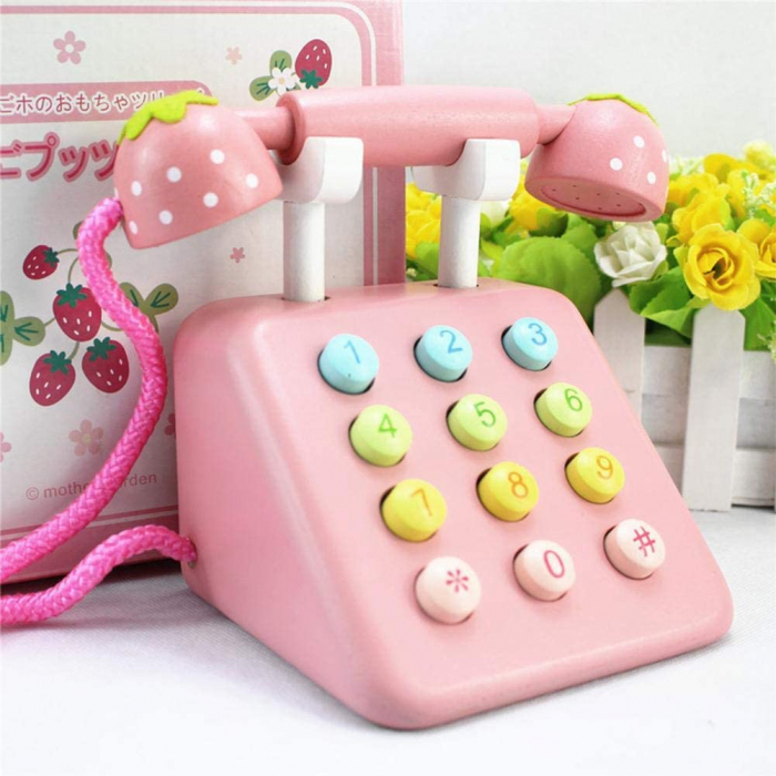 Telefon de Jucarie din Lemn cu Butoane Capsunica [2]