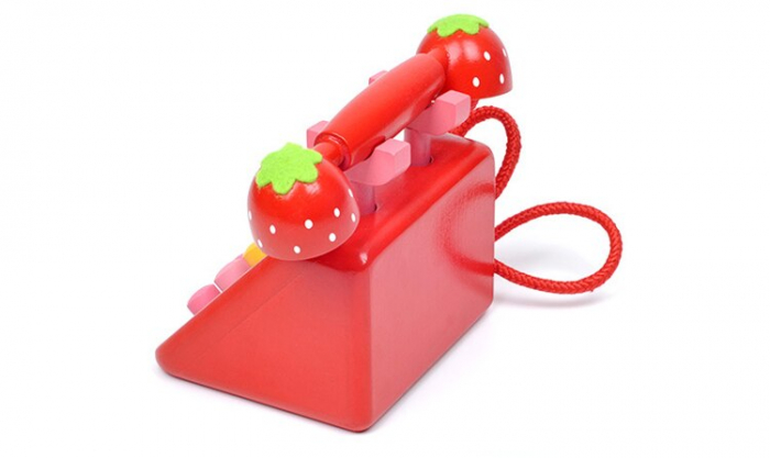 Telefon de Jucarie din Lemn cu Butoane Capsunica [2]