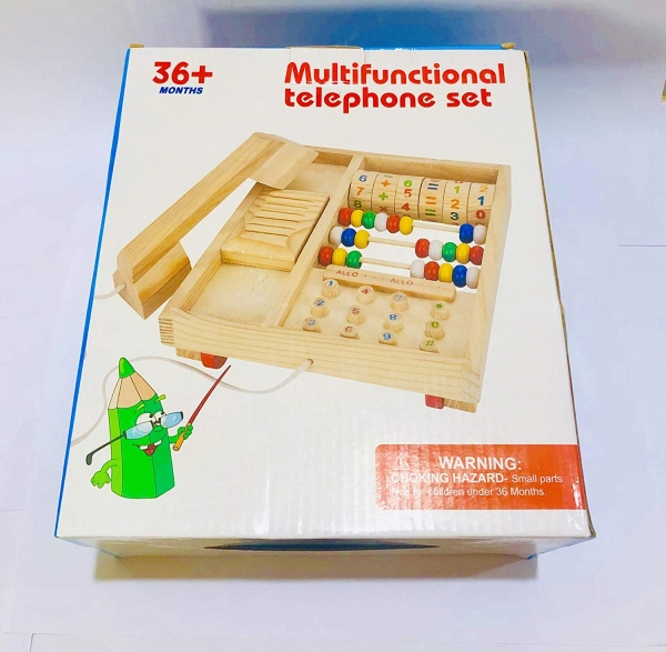 Jucarie lemn Telefon multifunctional cu abac [3]
