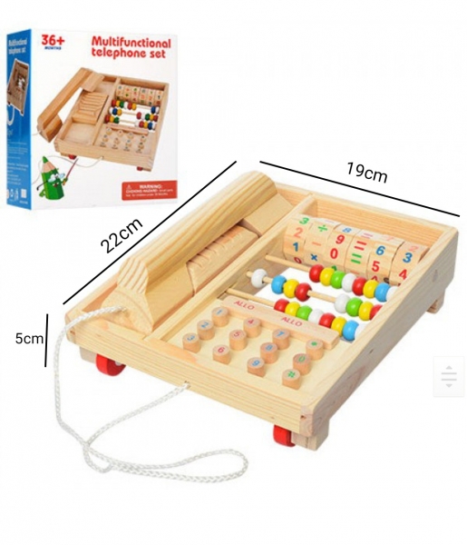 Jucarie lemn Telefon multifunctional cu abac [4]