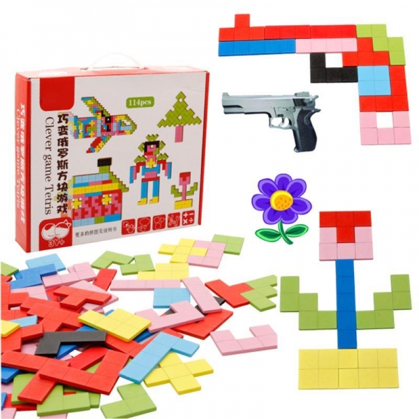 Joc Montessori Tetris din Lemn 114 piese [3]