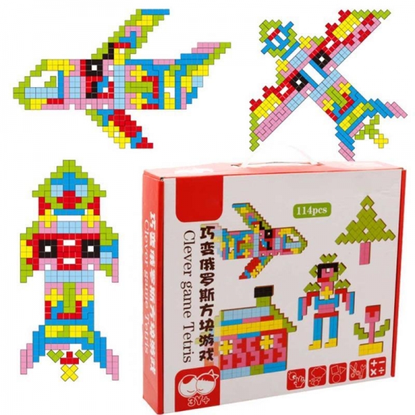 Joc Montessori Tetris din Lemn 114 piese [4]