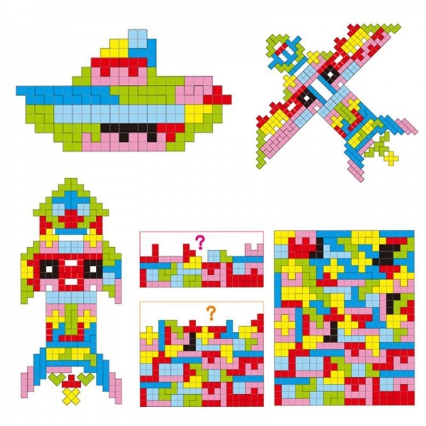 Joc Montessori Tetris din Lemn 114 piese [5]