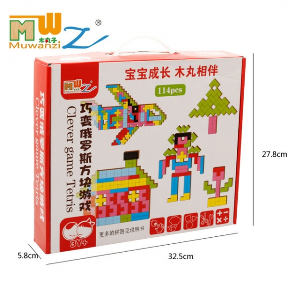Joc Montessori Tetris din Lemn 114 piese [7]