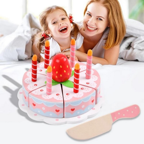 Tort Zi de Naștere din Lemn cu Capsuni - Tip Montessori [6]