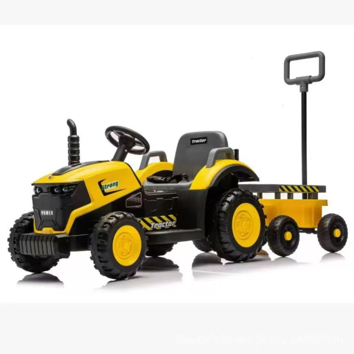 Tractor Electric Copii 12V cu Remorca, Telecomanda, 3 in 1 Galben [3]