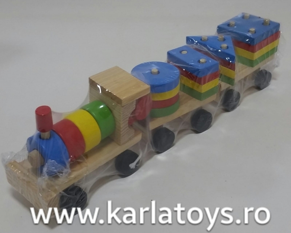Trenulet  din Lemn cu Forme Geometrice - Tren din lemn Sortator [5]