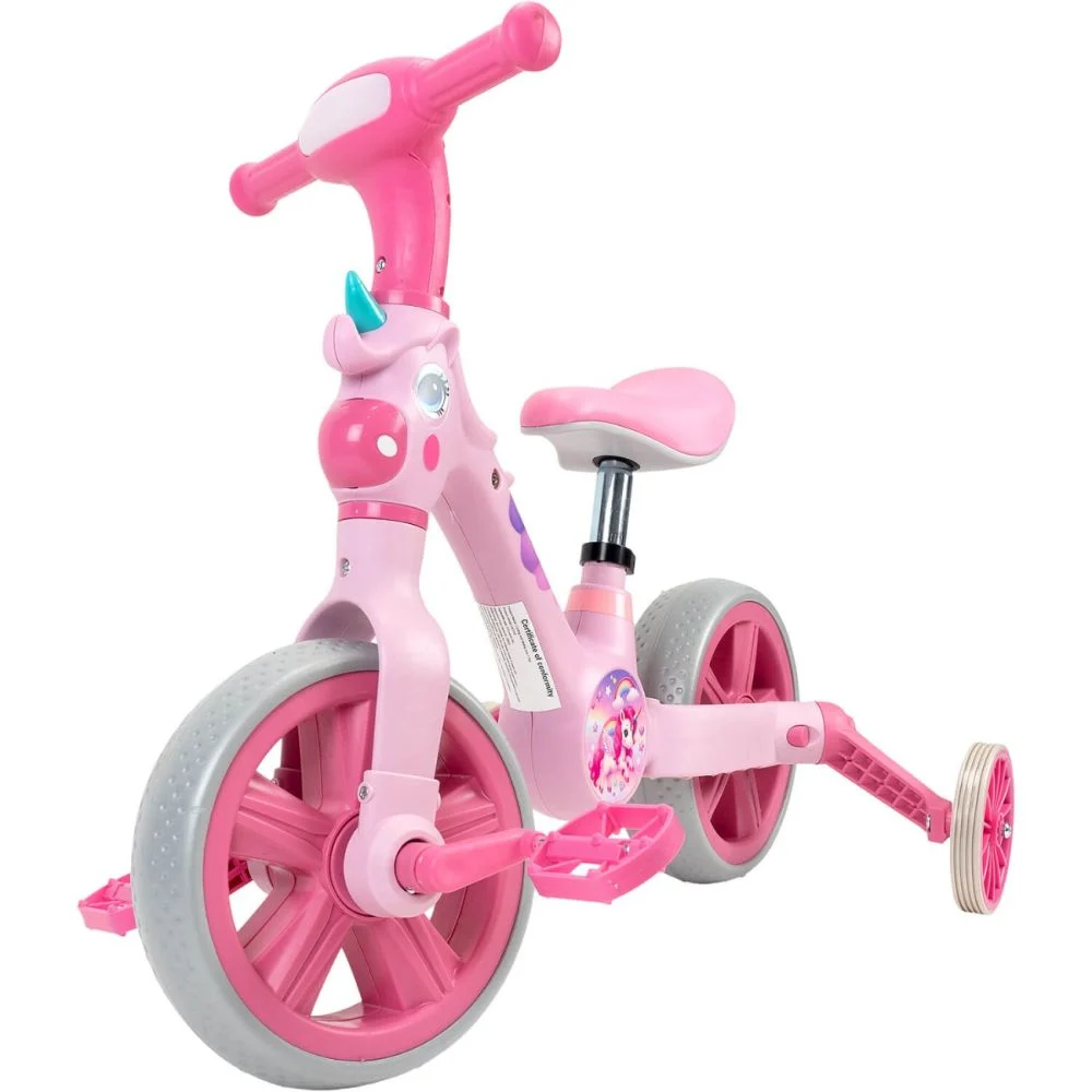 Tricicleta 2 in 1 Unicorn pentru Copii, Reglabila 2–5 ani Roz [2]